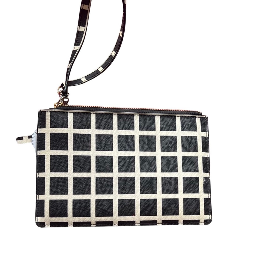 Kate Spade Womens‎ Grid Wristlet Clutch Wallet Black White Zip Pouch - Picture 2 of 5